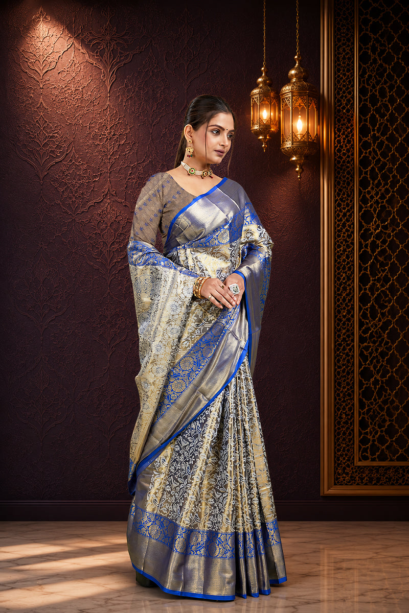 Blue Woven Kanjivaram Silk Saree