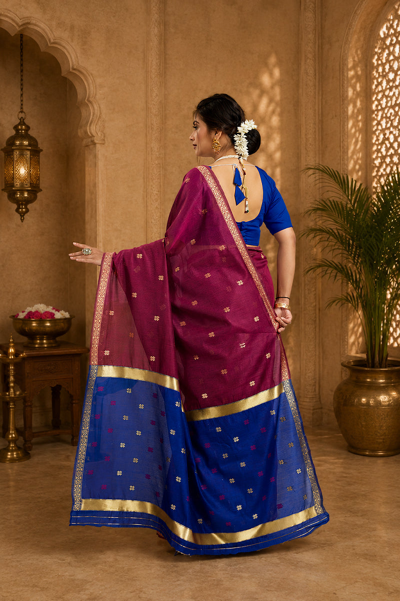 Wine Toned Cotton Silk Saree