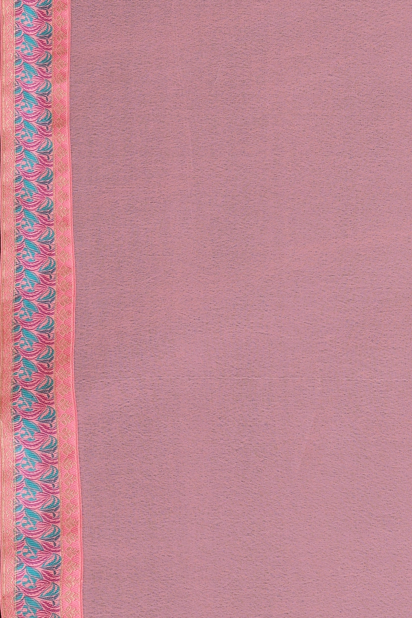 Baby Pink Georgette Lace Border Saree