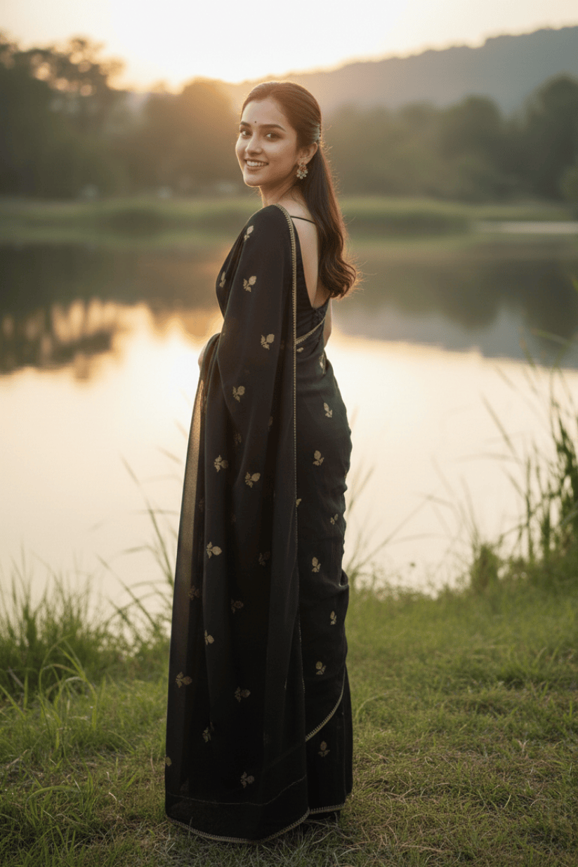Black Khadi Silk Saree