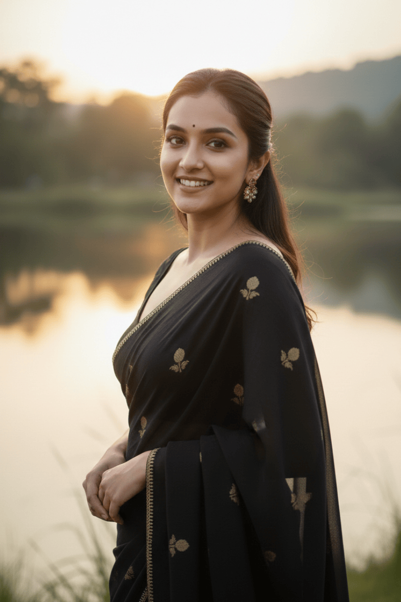 Black Khadi Silk Saree