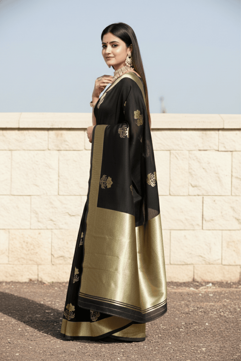 Black Woven Silk Saree