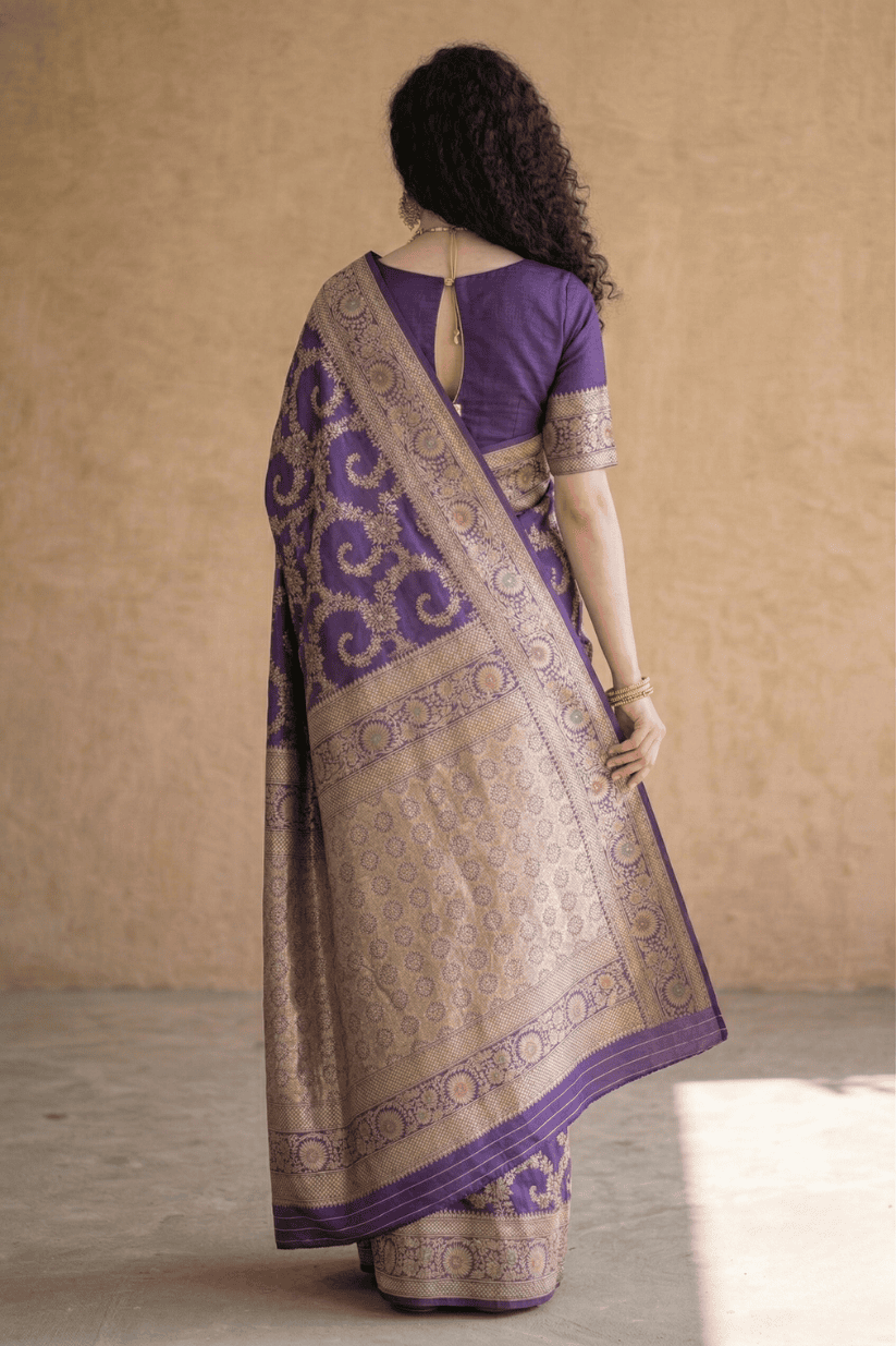 Blue Butti Banarasi Silk Saree