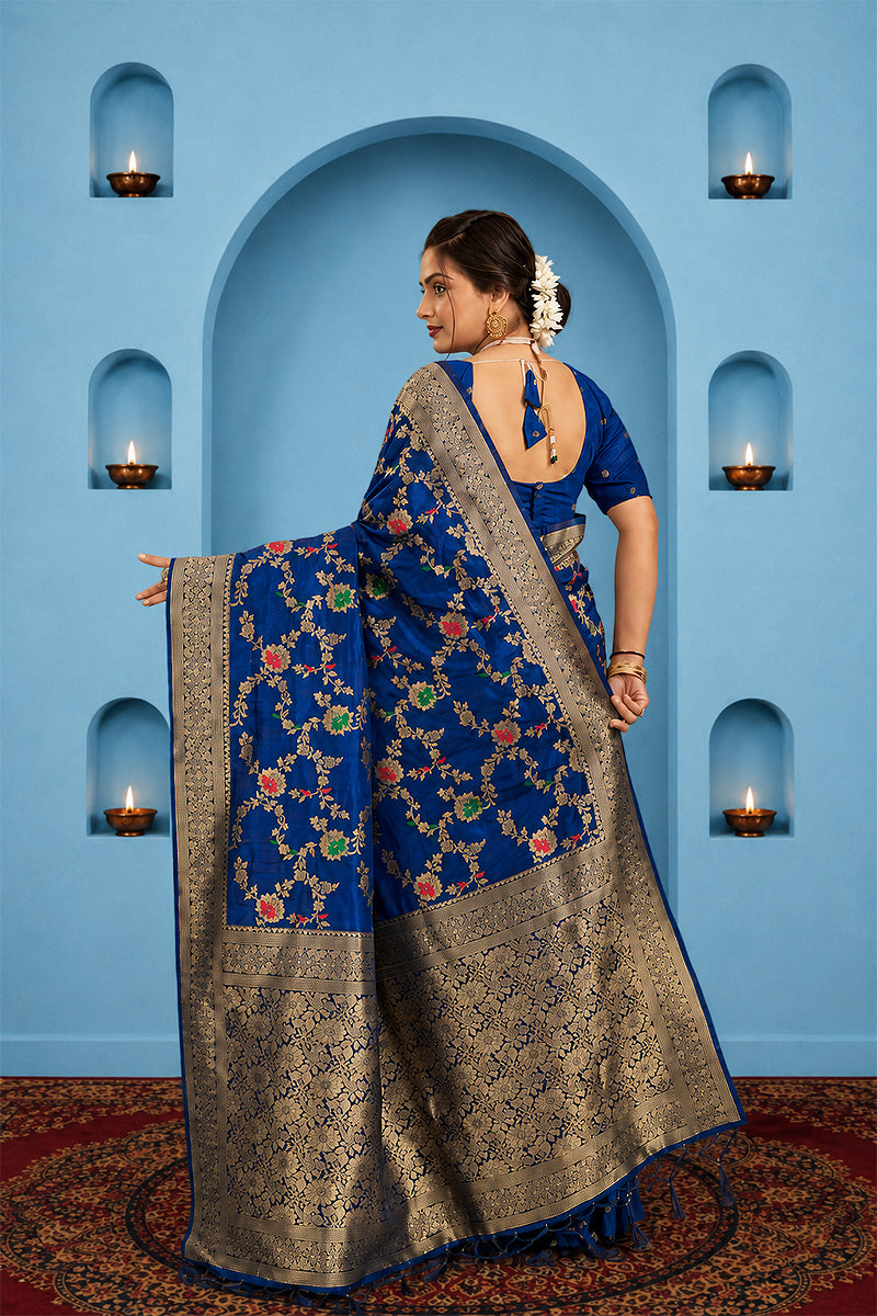 Blue Pure Banarasi Khadi Silk Saree