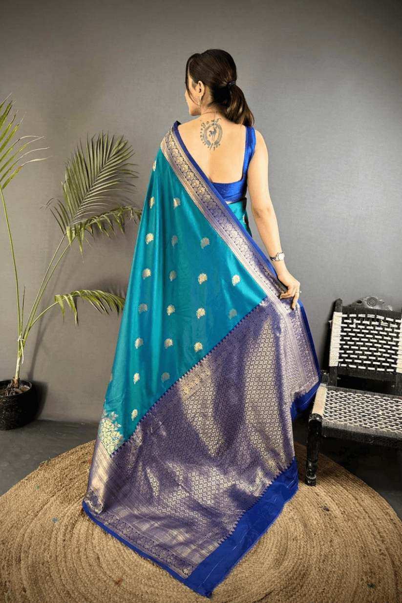Blue Silk Woven Kanjivaram Saree