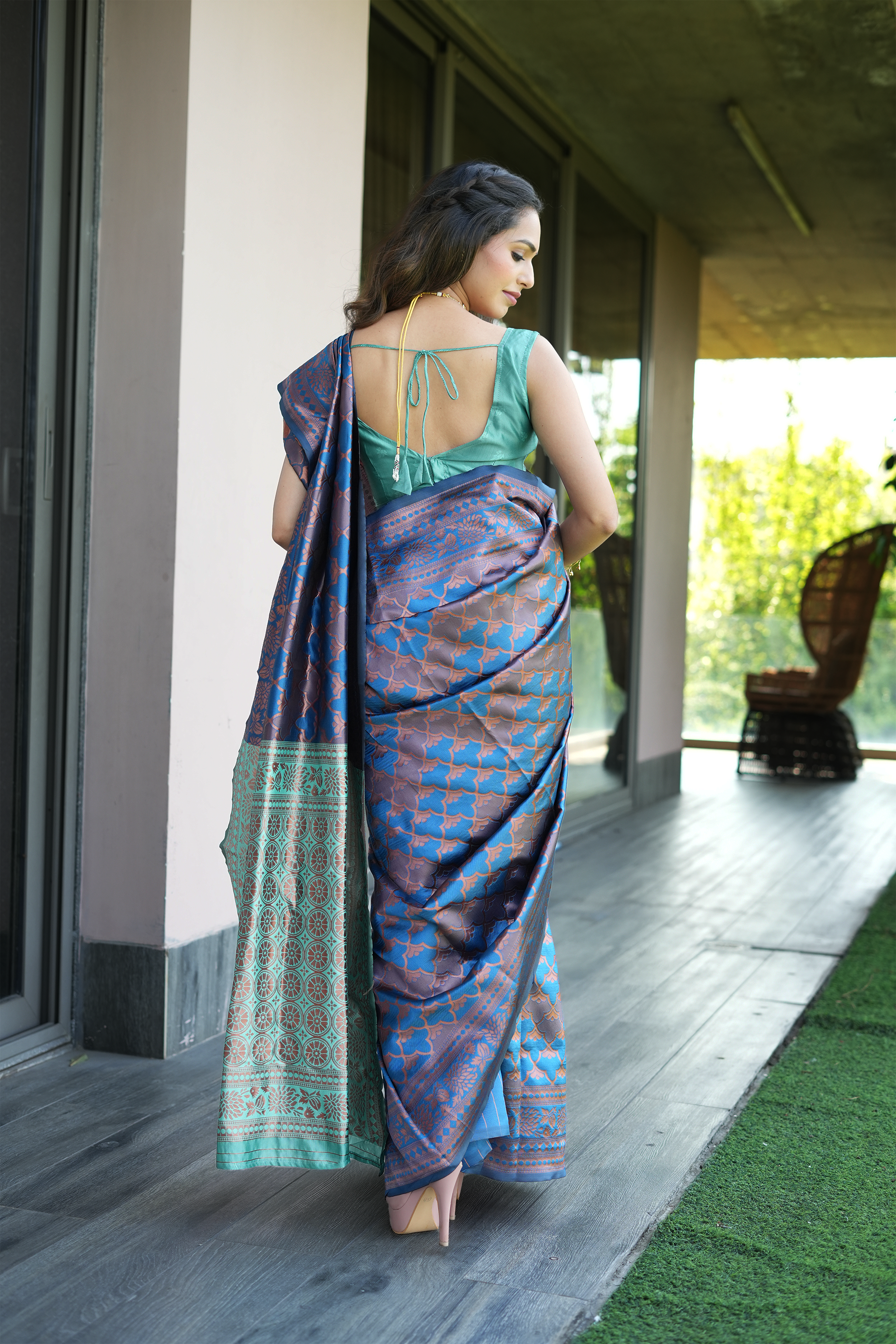 Blue Woven Banarasi Silk Saree