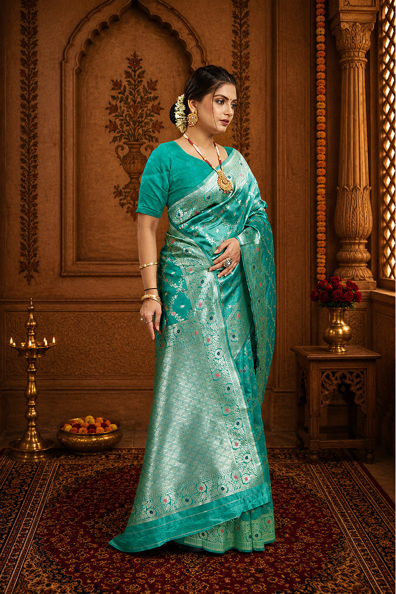 Blue Woven Banarasi Silk Saree