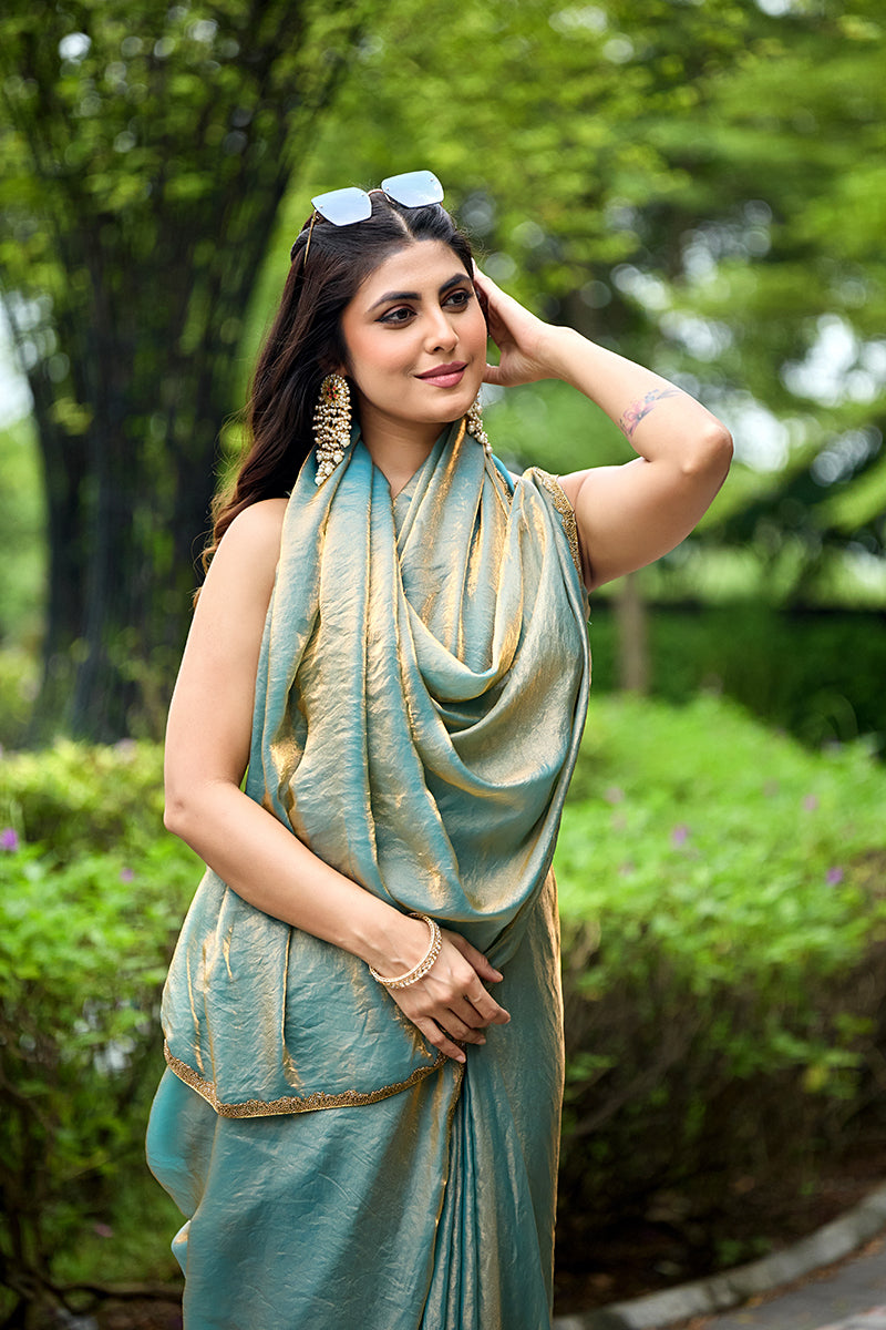 Blue Silk Saree- Ready To Wear