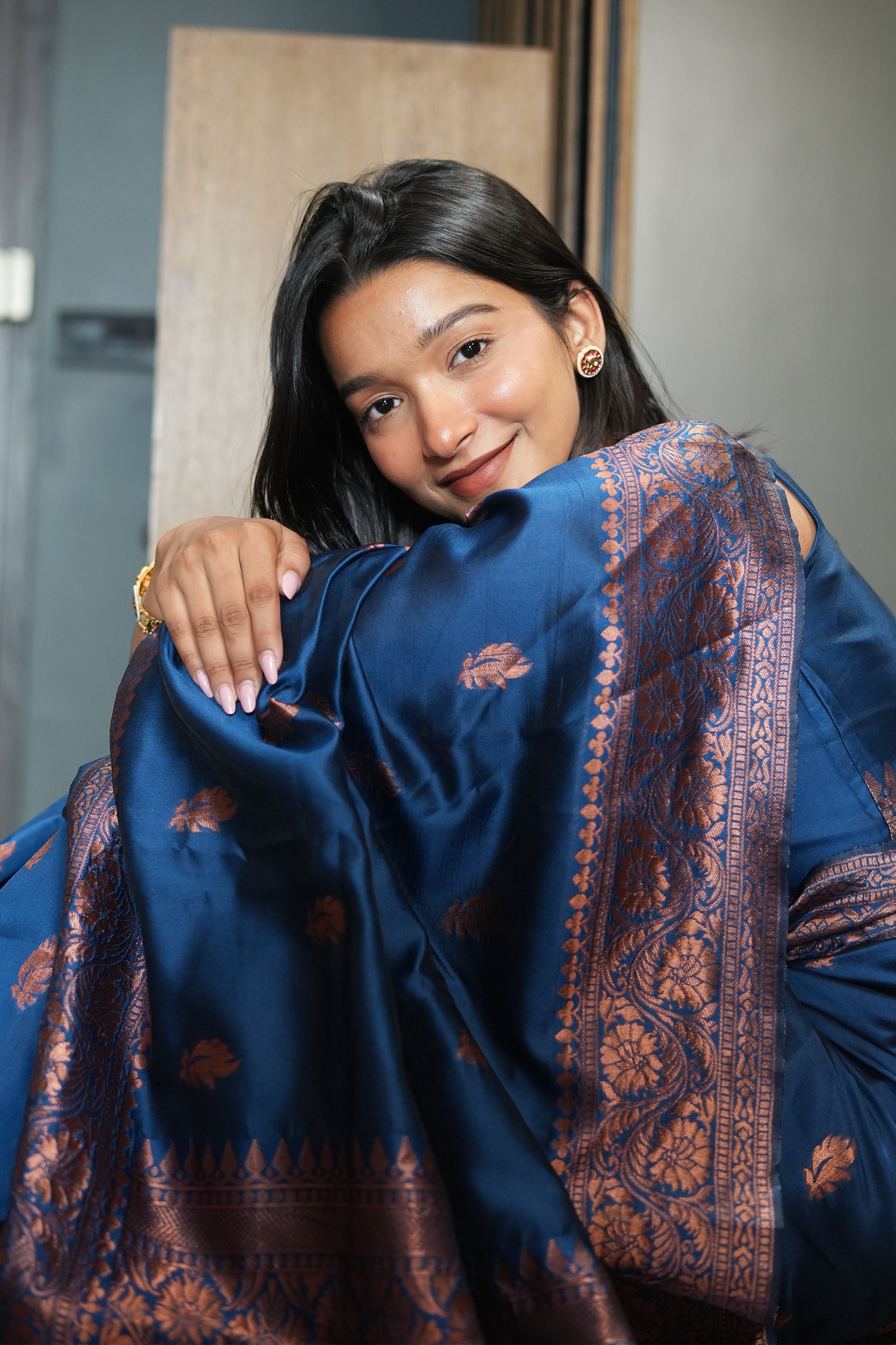 Blue Woven Banarasi Silk Saree