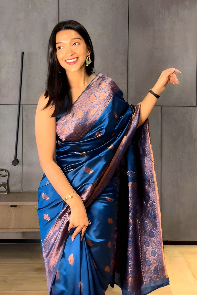 Blue Woven Banarasi Silk Saree