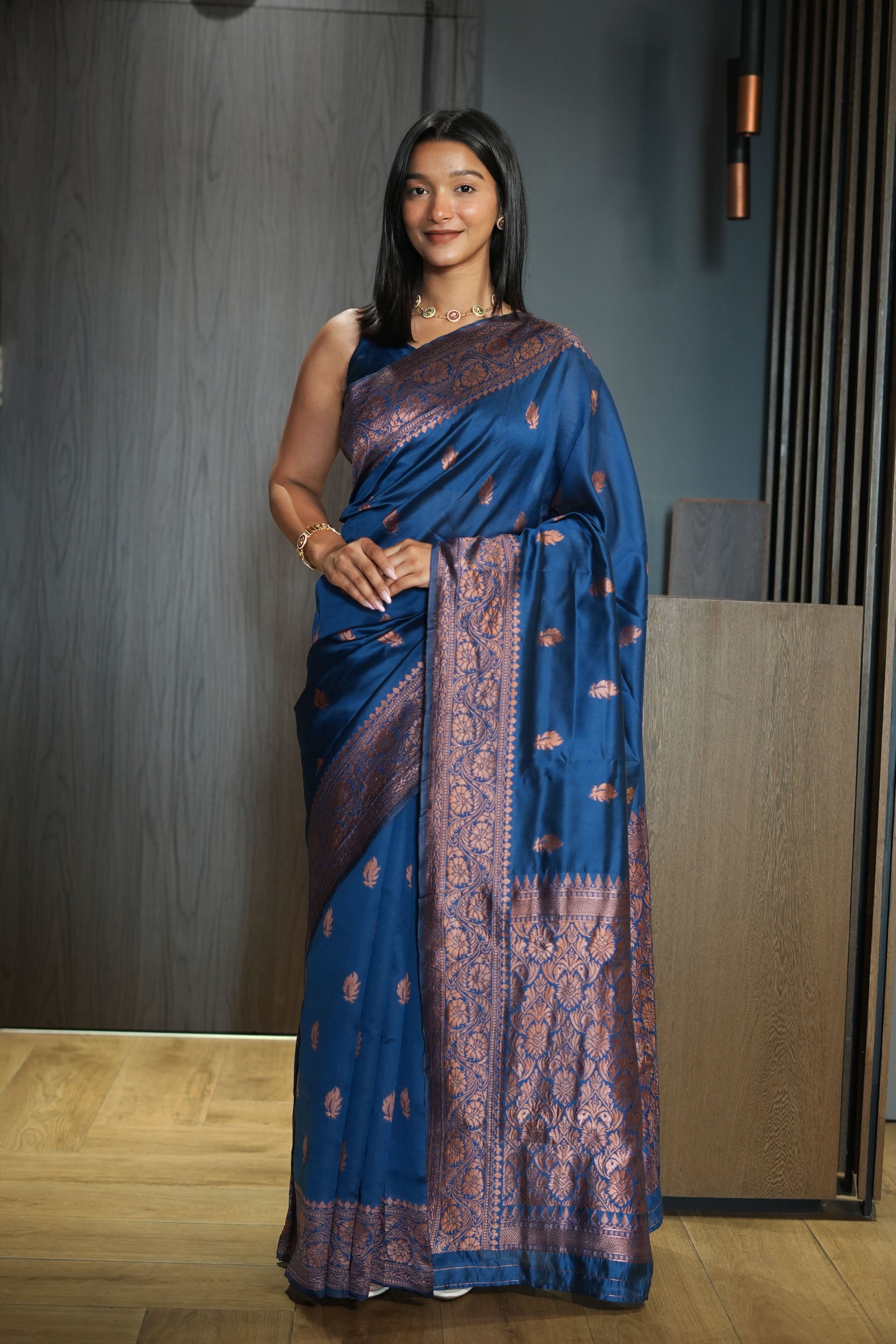 Blue Woven Banarasi Silk Saree