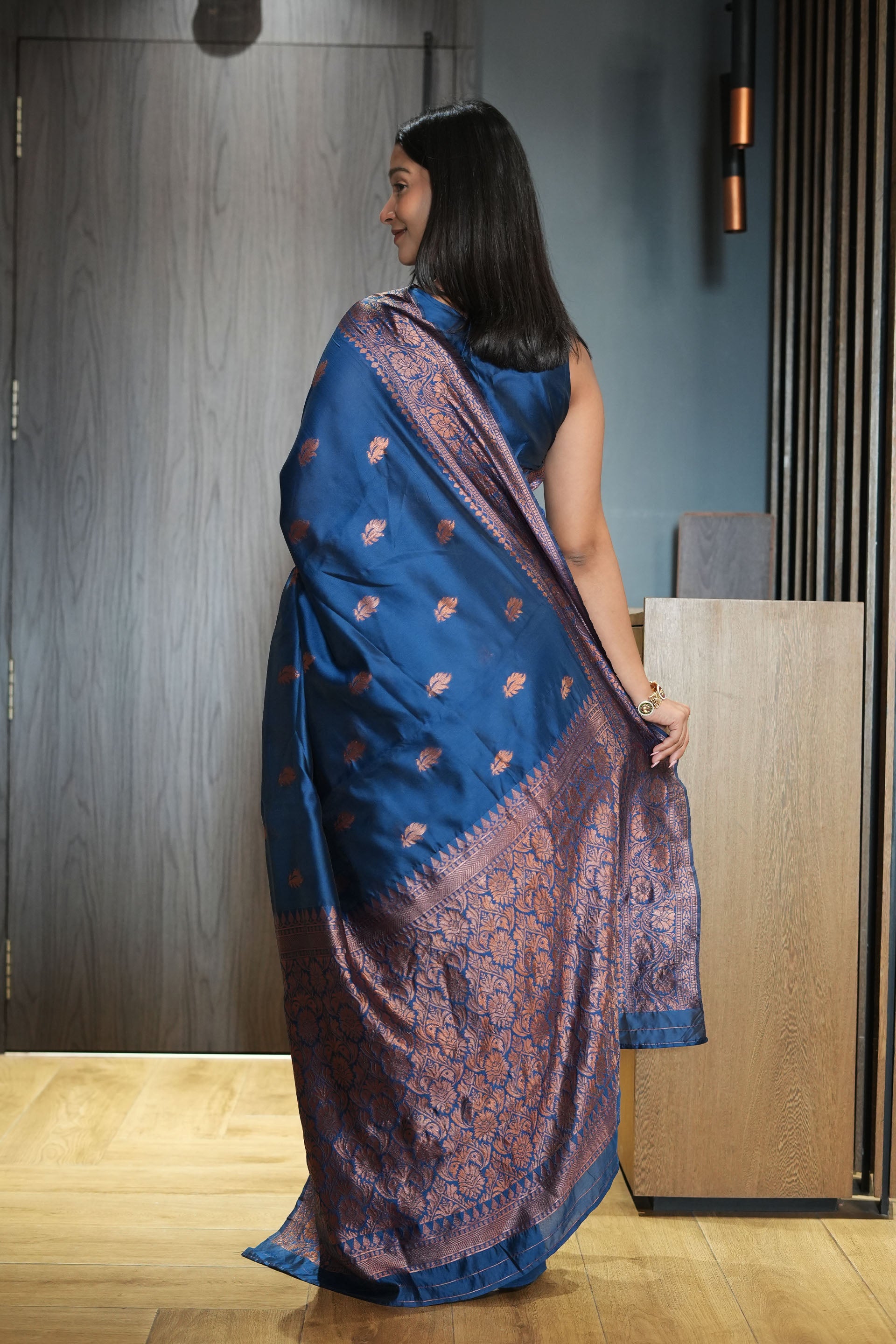 Blue Woven Banarasi Silk Saree
