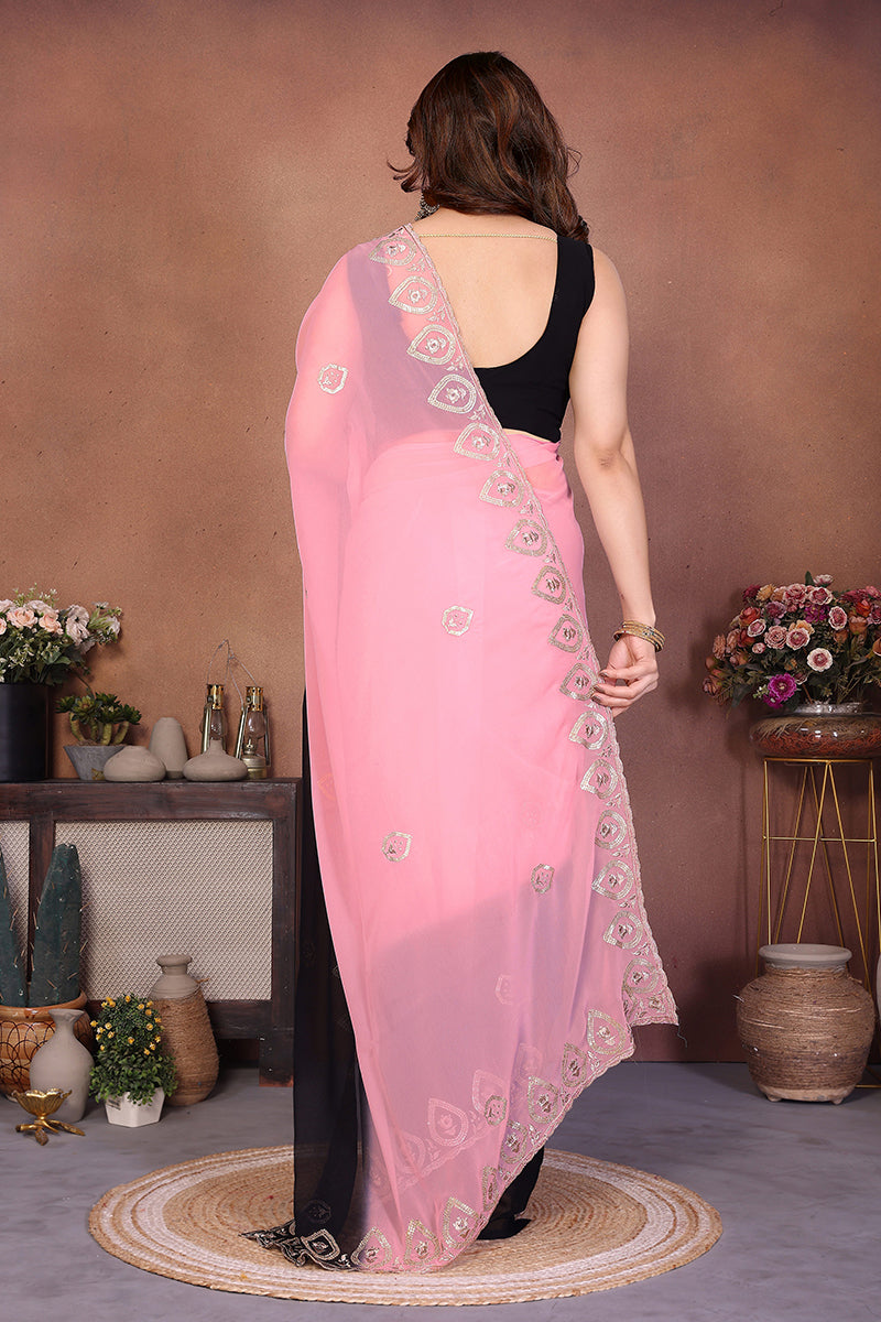 Black Georgette Embroidered Saree