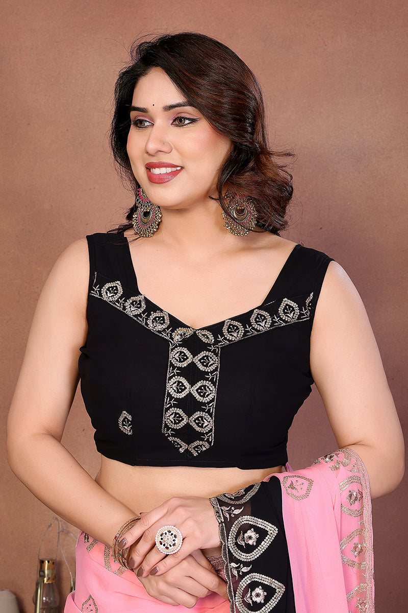 Black Georgette Embroidered Saree