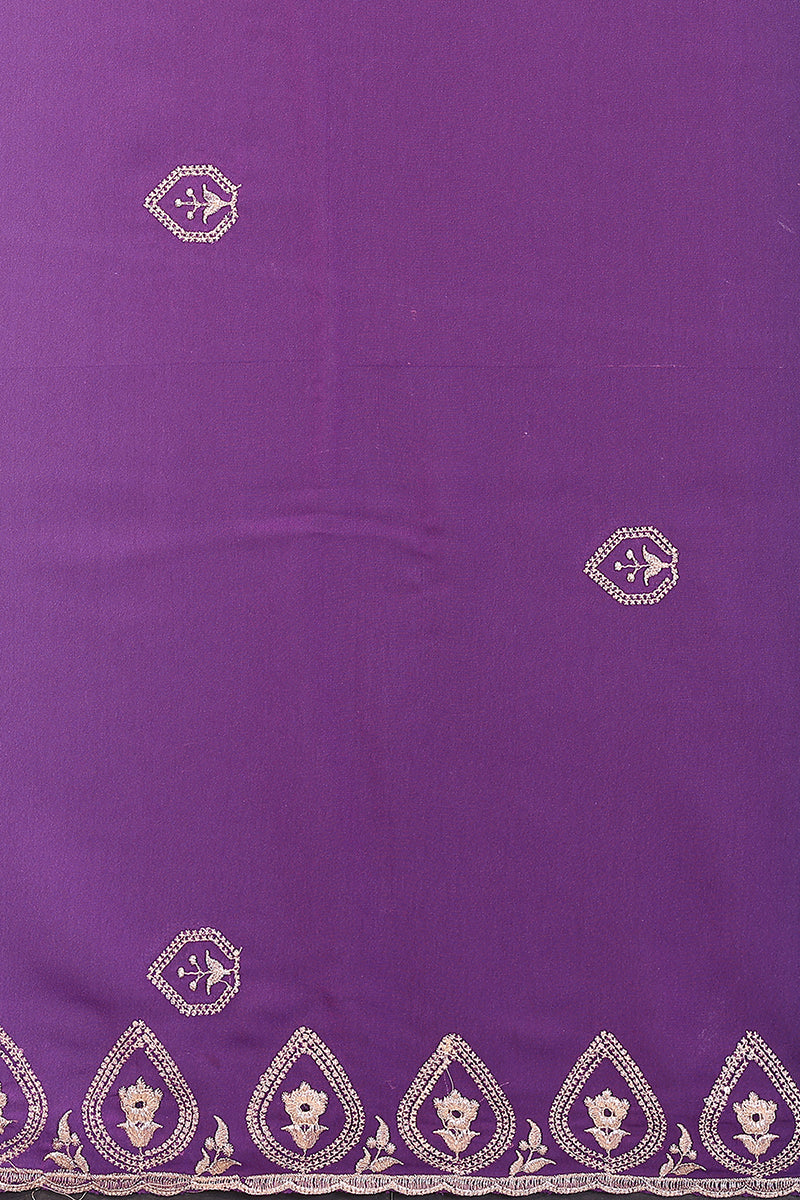 Purple Georgette Embroidered Saree