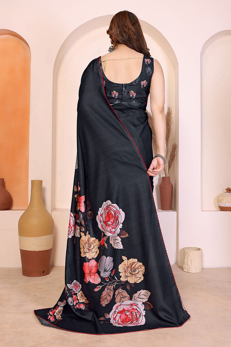 Black Manipuri Silk Saree
