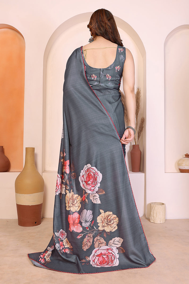 Grey Manipuri Silk Saree