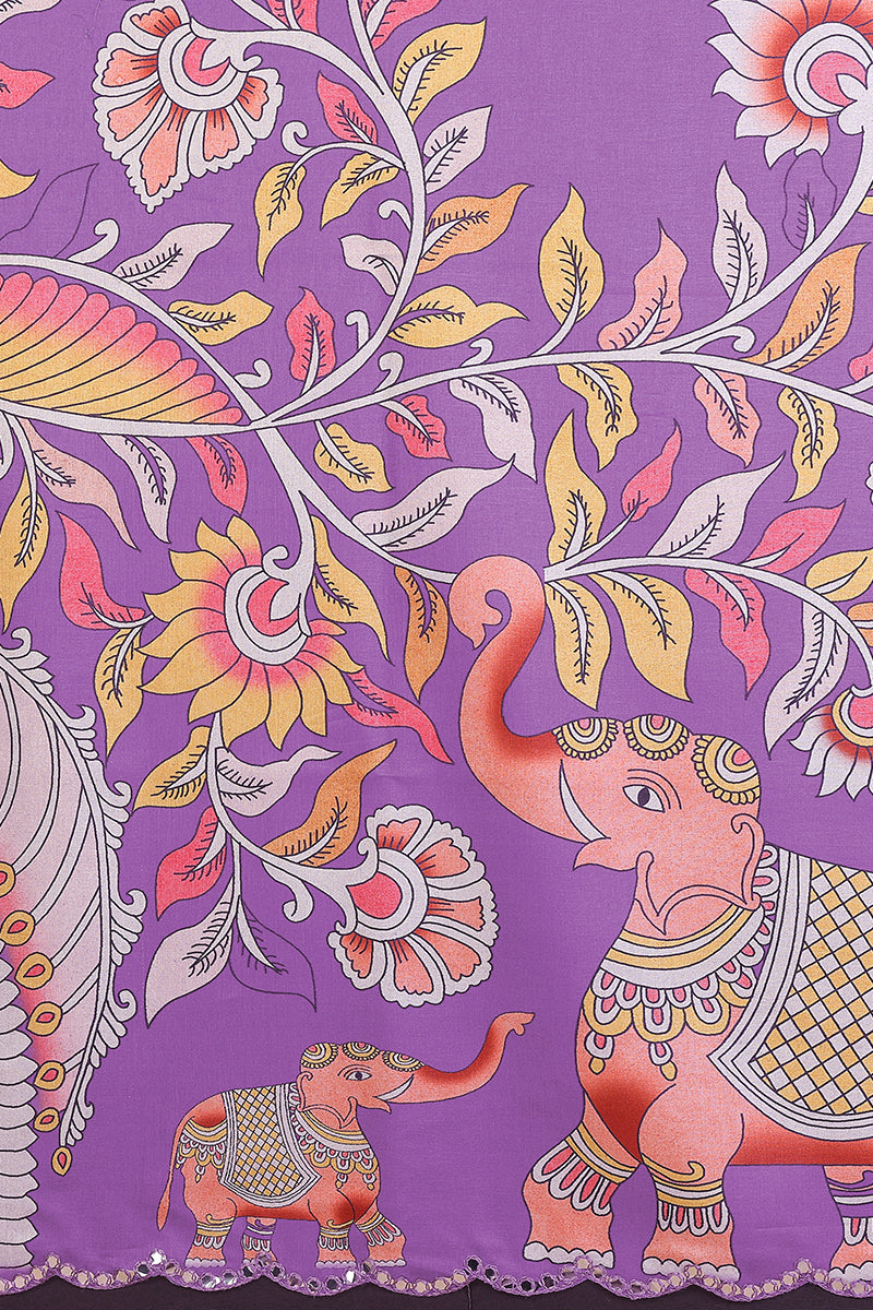 Purple Kalamkari Printed Saree