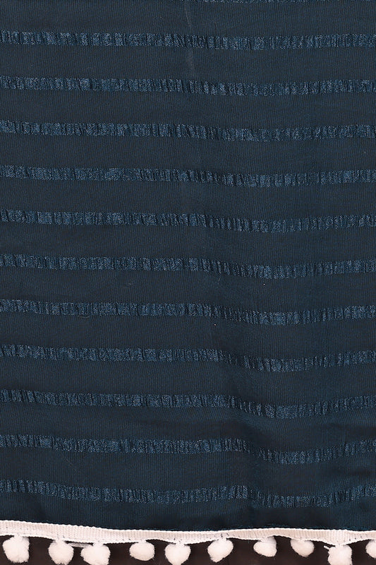 Navy Striped Georgette Saree