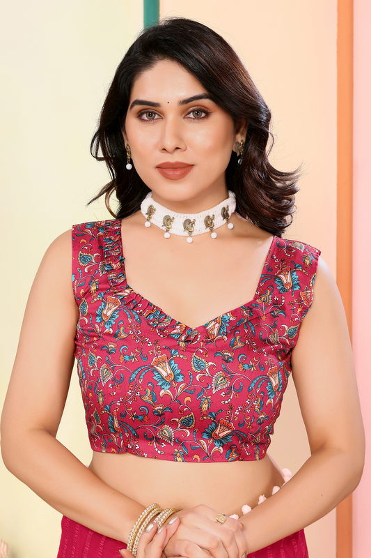 Pink Striped Georgette Saree
