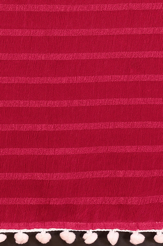 Pink Striped Georgette Saree
