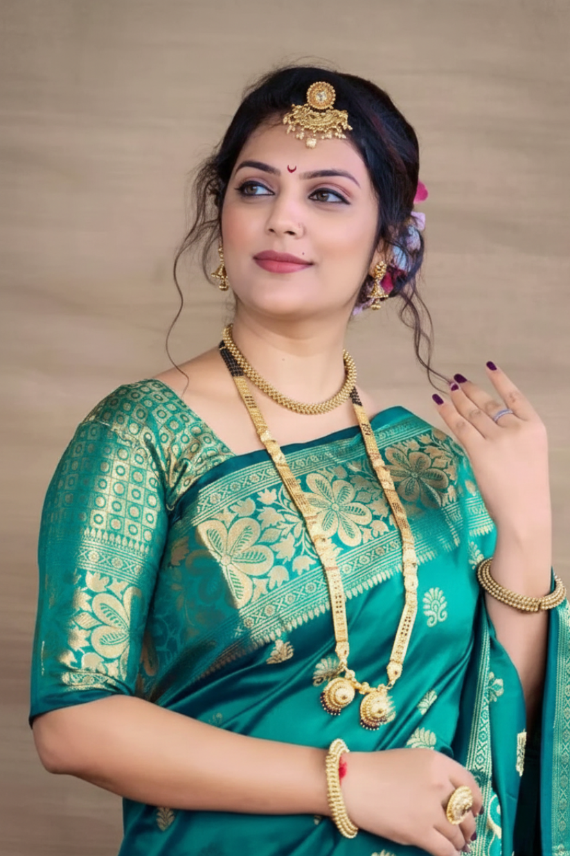 Blue Woven Silk Blend Saree