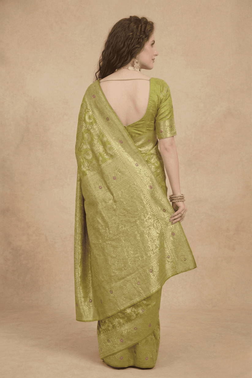 Green Butti Banarasi Silk Saree