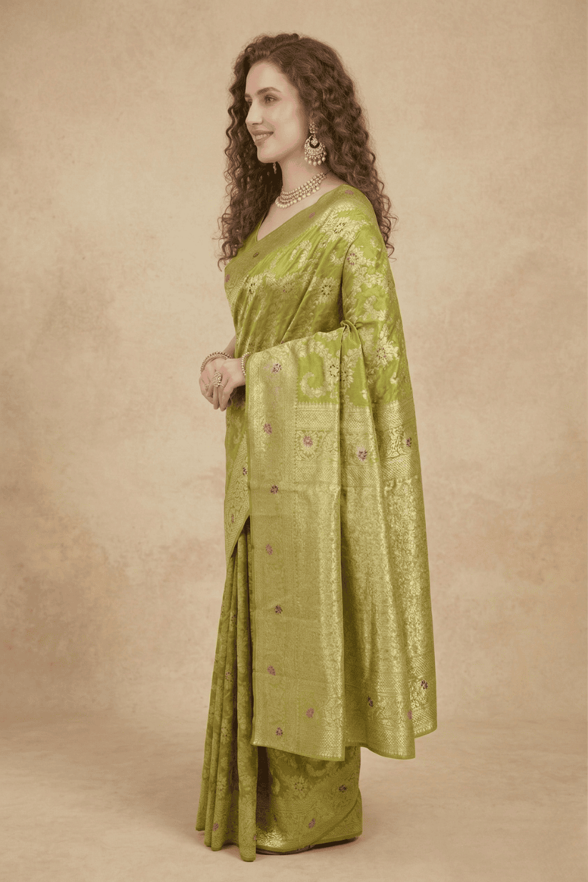 Green Butti Banarasi Silk Saree