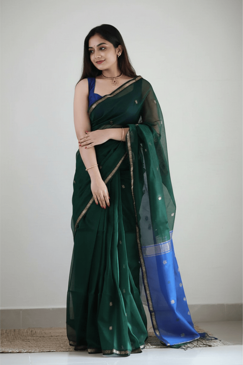 Green Cotton Silk Saree