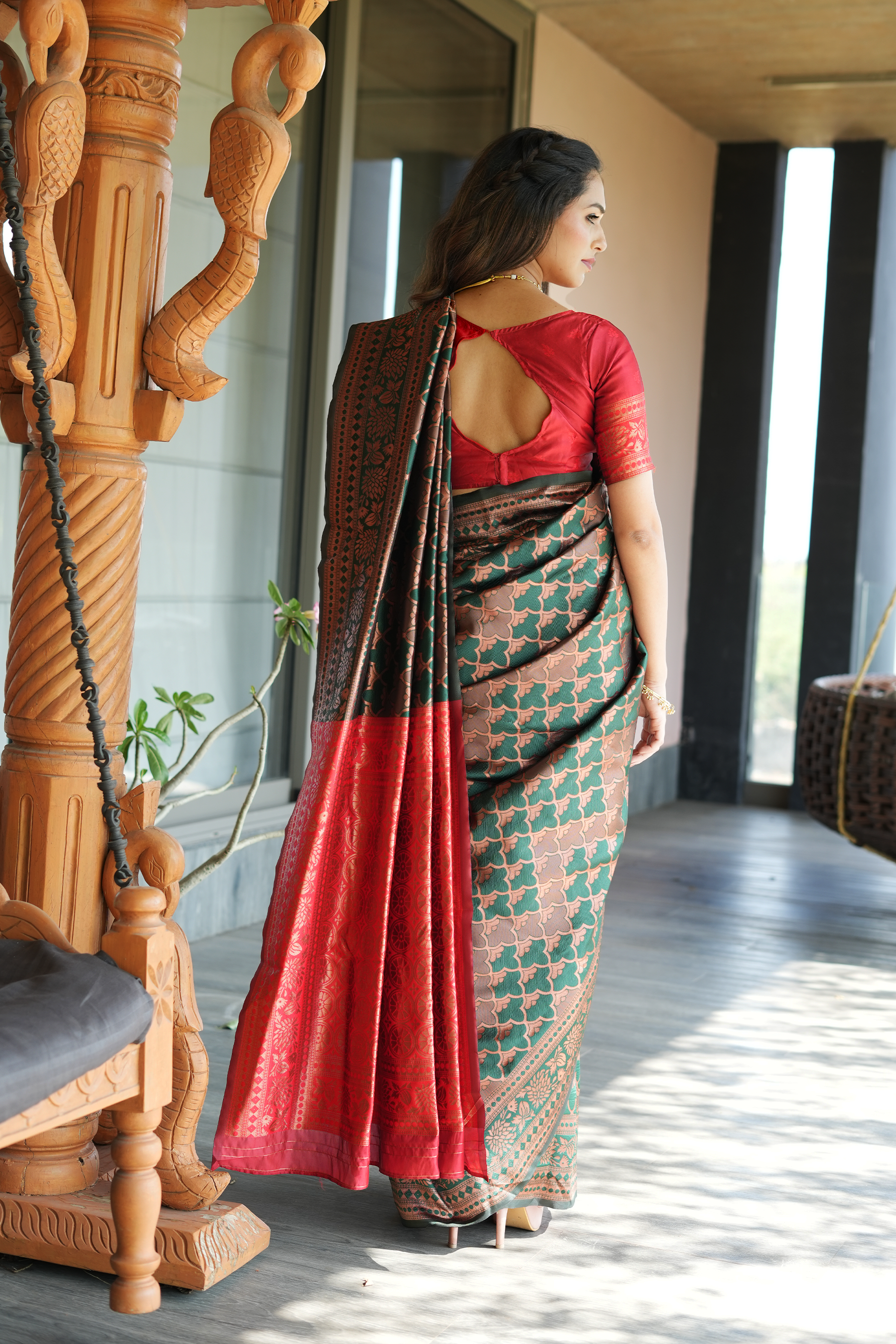 Green Woven Banarasi Silk Saree