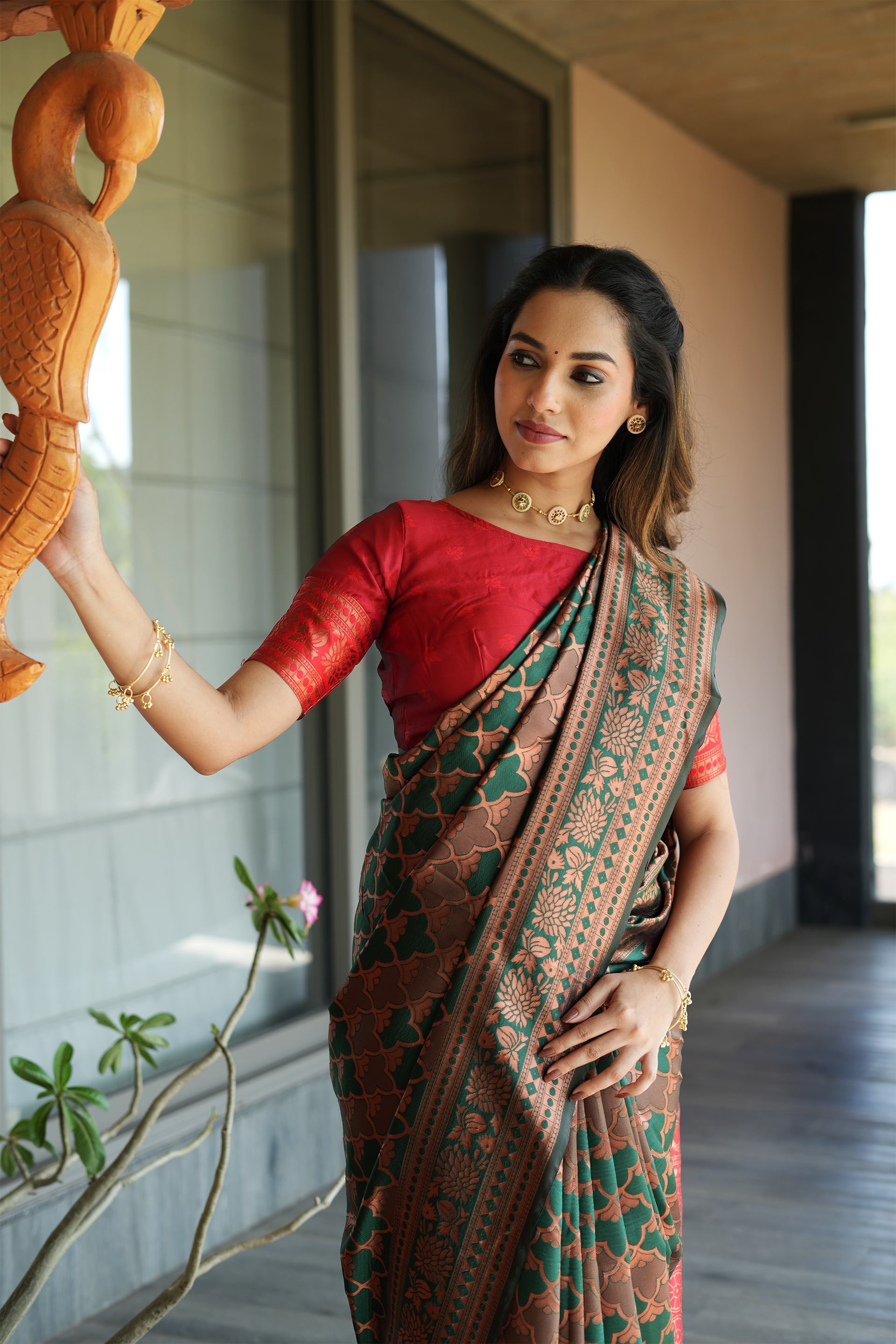 Green Woven Banarasi Silk Saree