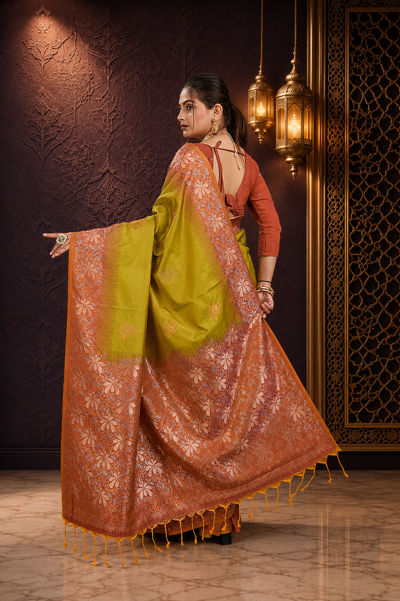 Green Tone Banarasi Handloom Silk Saree
