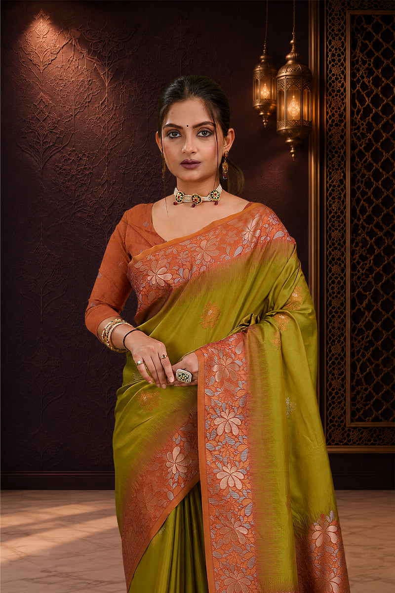 Green Tone Banarasi Handloom Silk Saree