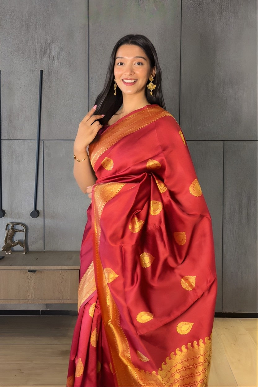Maroon Banarasi Silk Saree