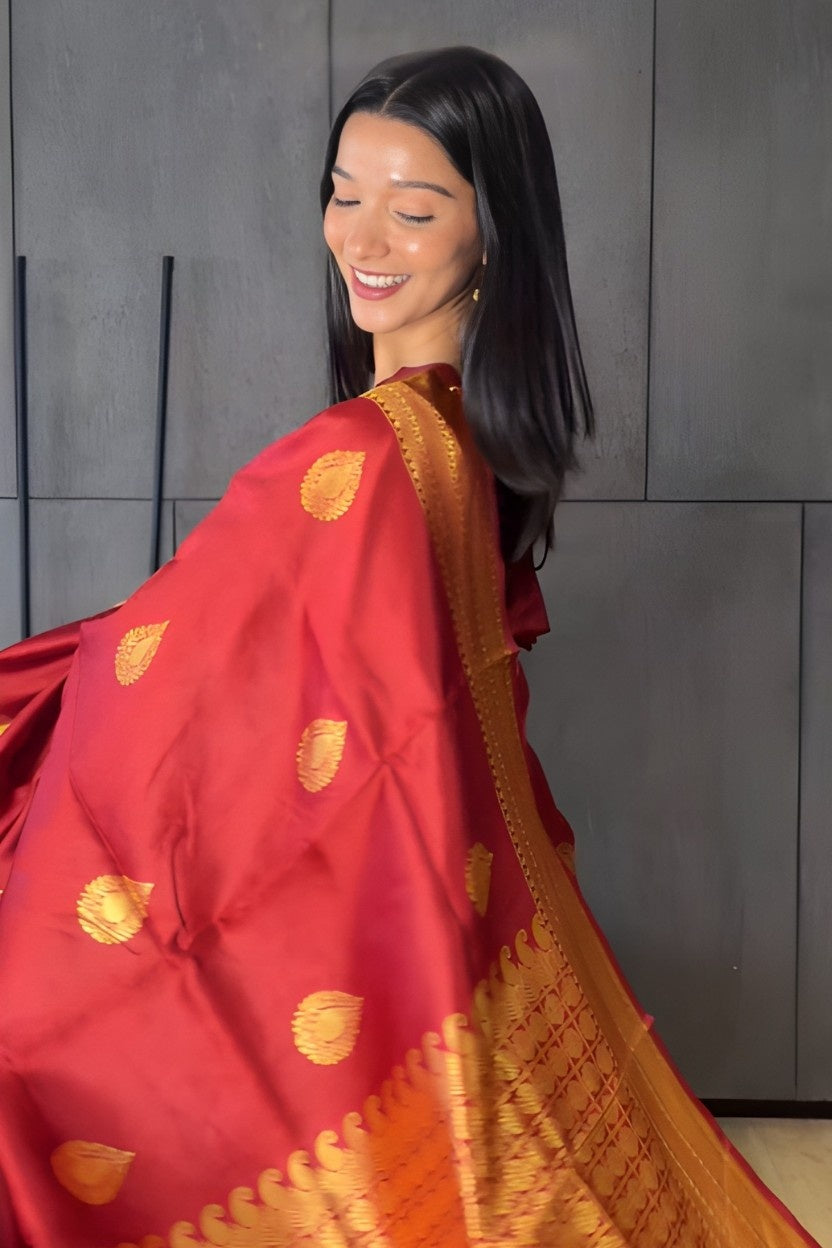 Maroon Banarasi Silk Saree
