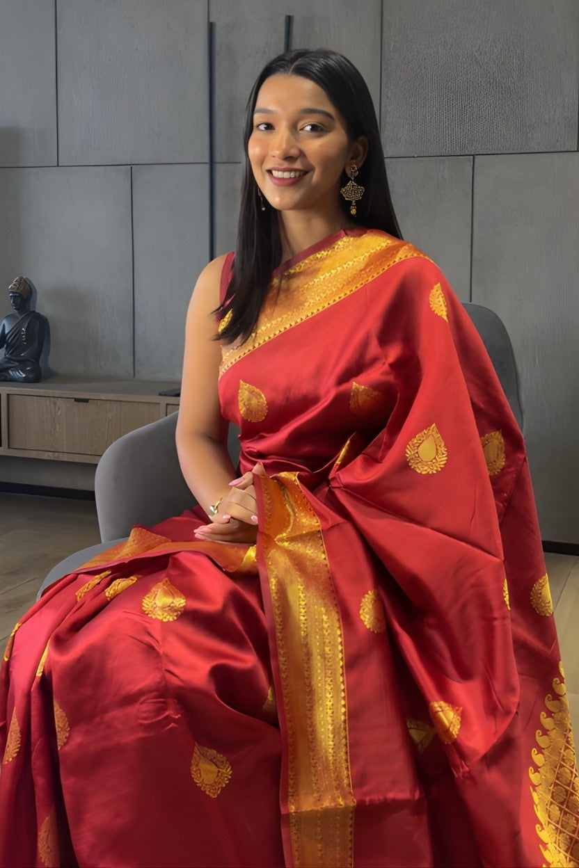 Maroon Banarasi Silk Saree