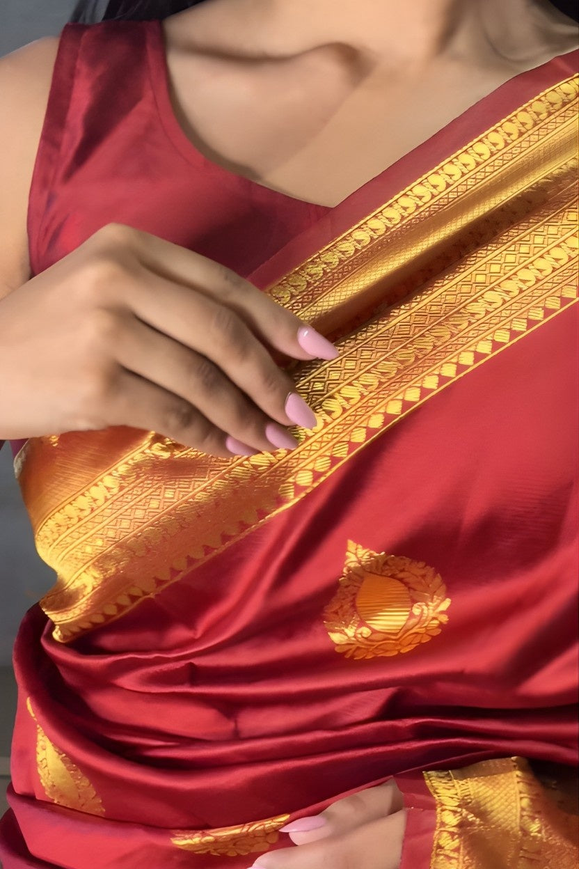 Maroon Banarasi Silk Saree