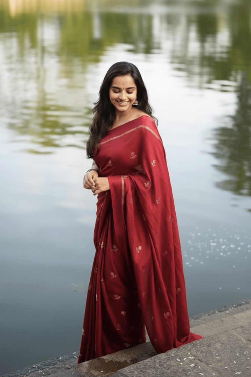 Maroon Khadi Silk Saree