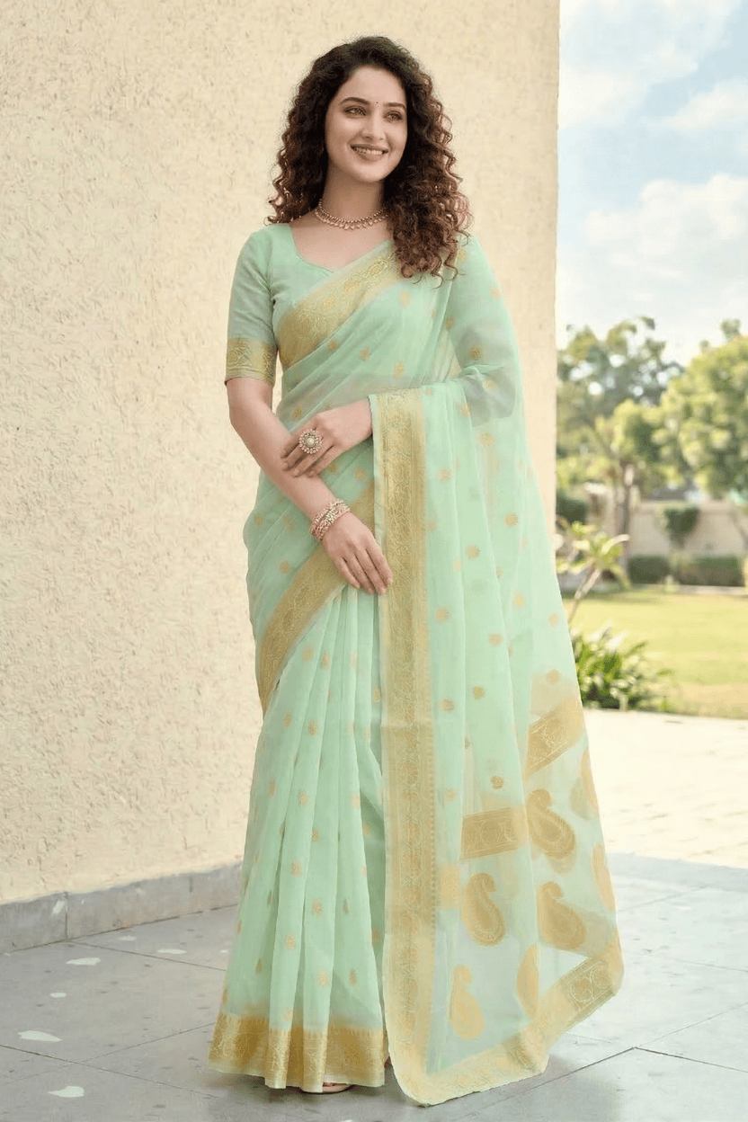 Mint Soft Cotton Silk Saree