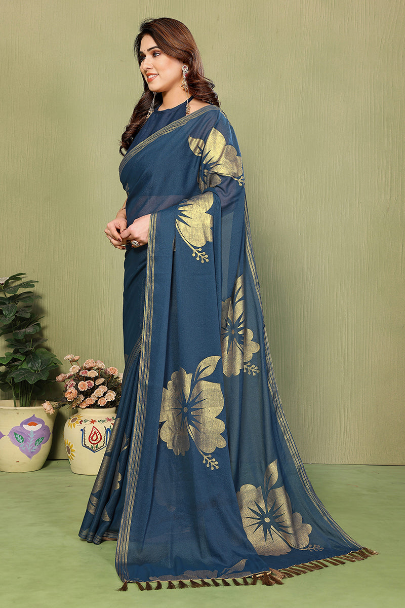 Morpich Foil Printed Georgette Saree