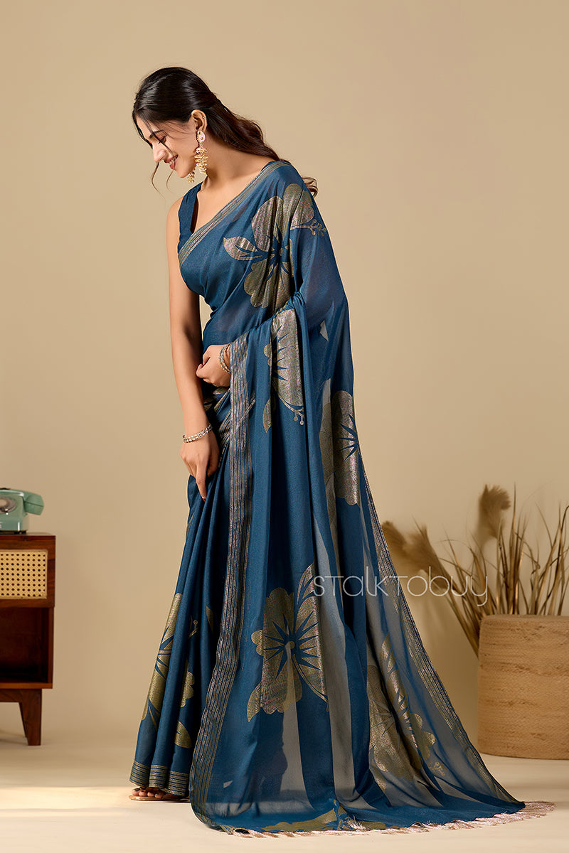 Morpich Foil Printed Georgette Saree