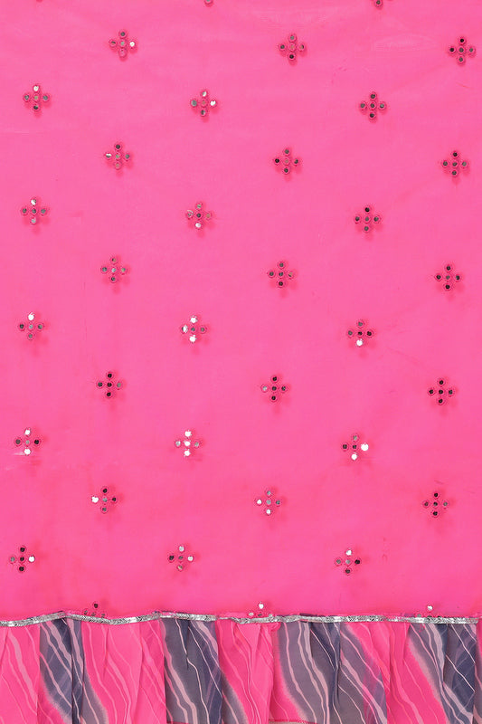 Pink Ruffled Net Fancy Saree
