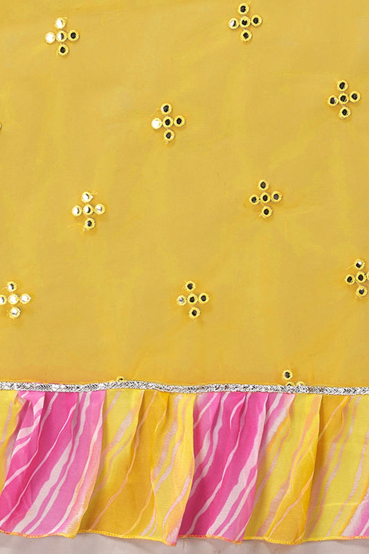 Yellow Ruffled Net Fancy Saree