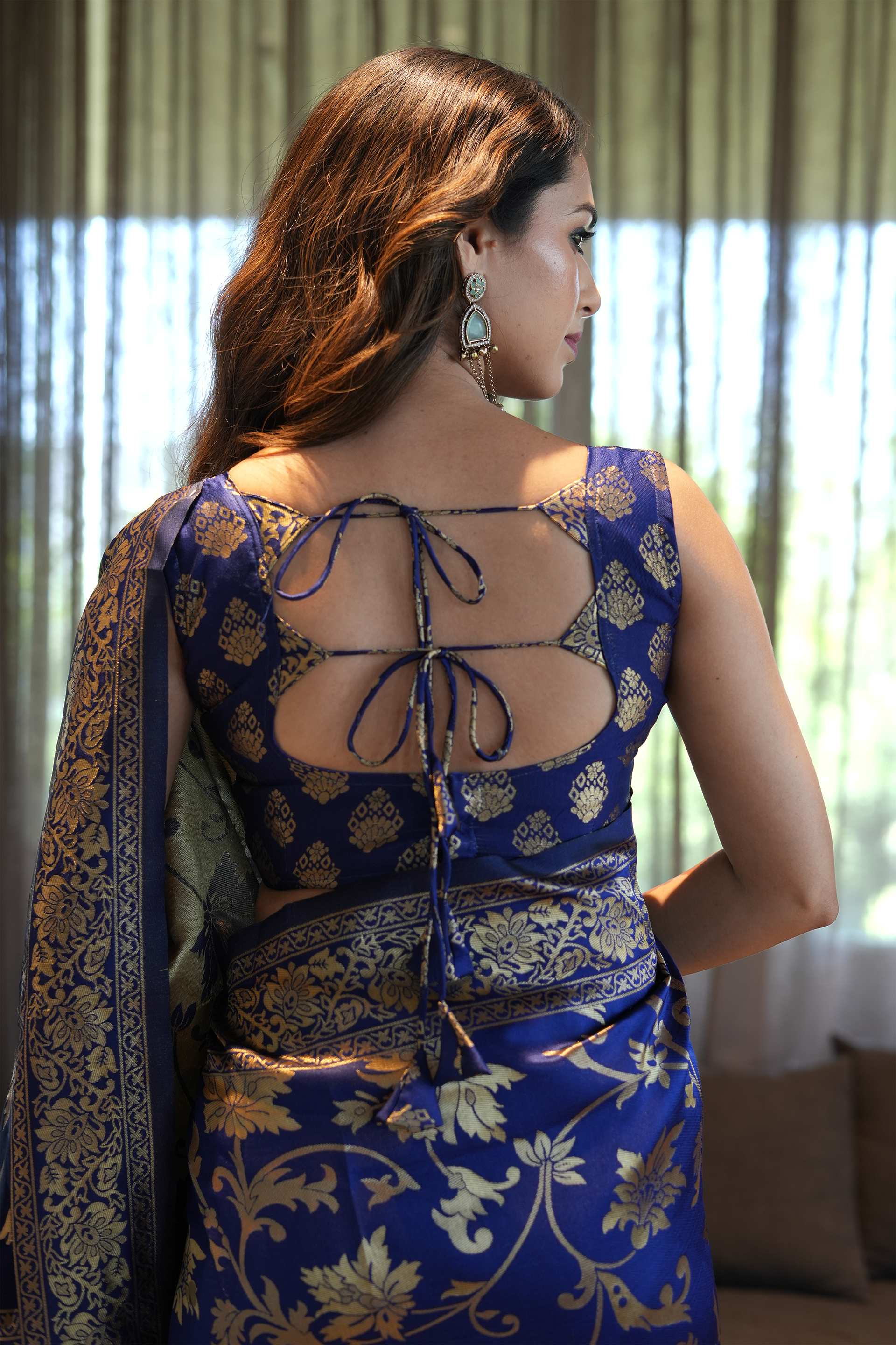 Navy Blue Banarasi Silk Saree