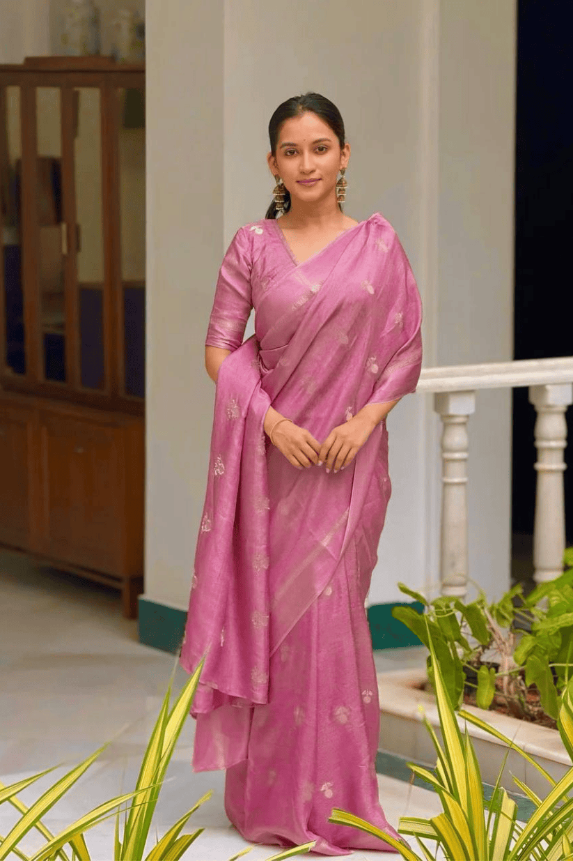 Pink Khadi Silk Saree