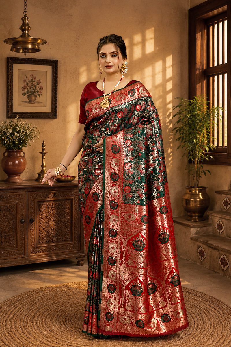 Pink Woven Kanjivaram Silk Saree