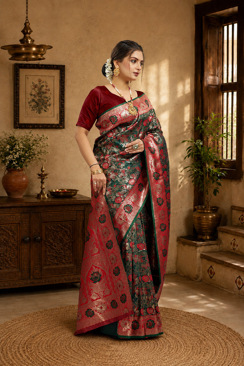 Pink Woven Kanjivaram Silk Saree