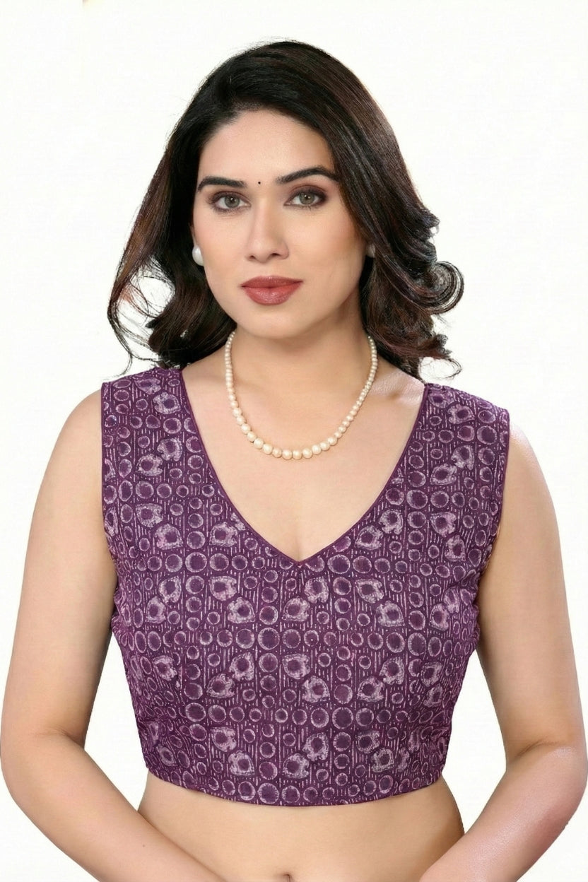 Purple Satin Printed Saree