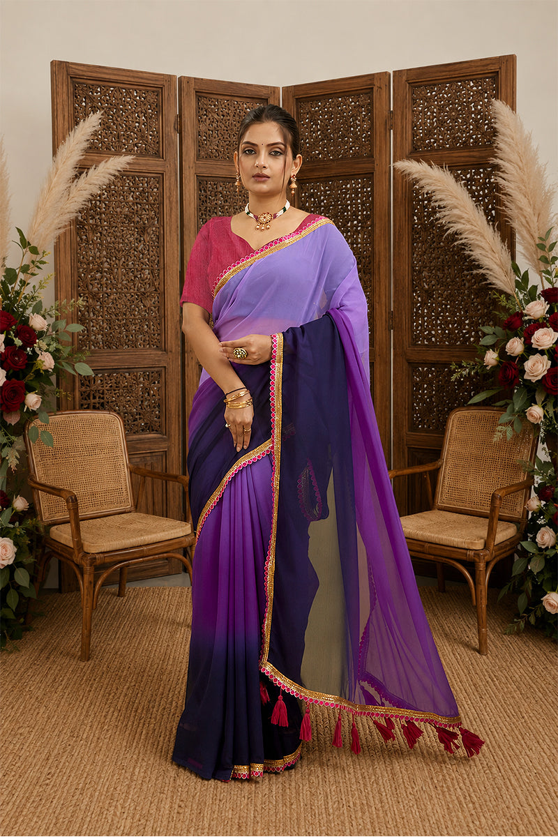 Purple Toned Georgette Saree