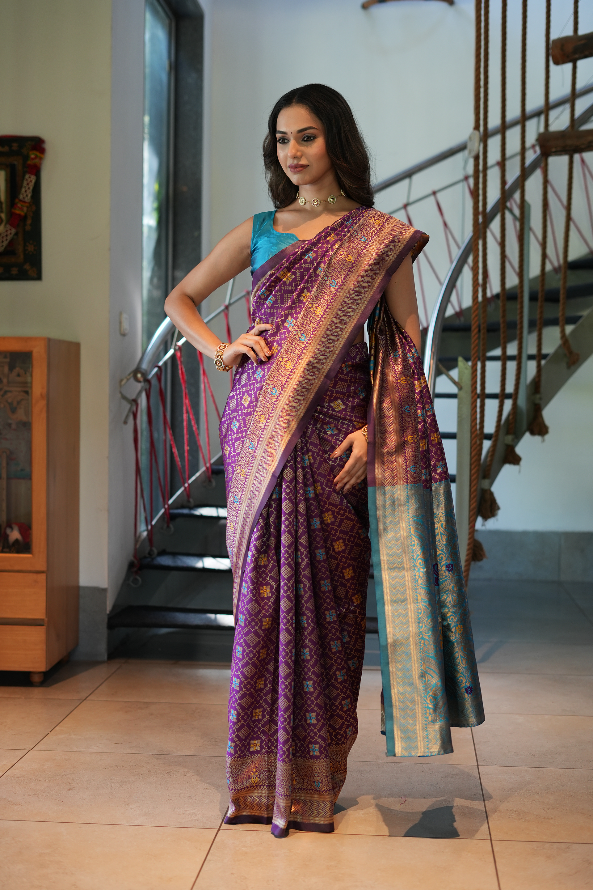 Purple Woven Banarasi Silk Saree